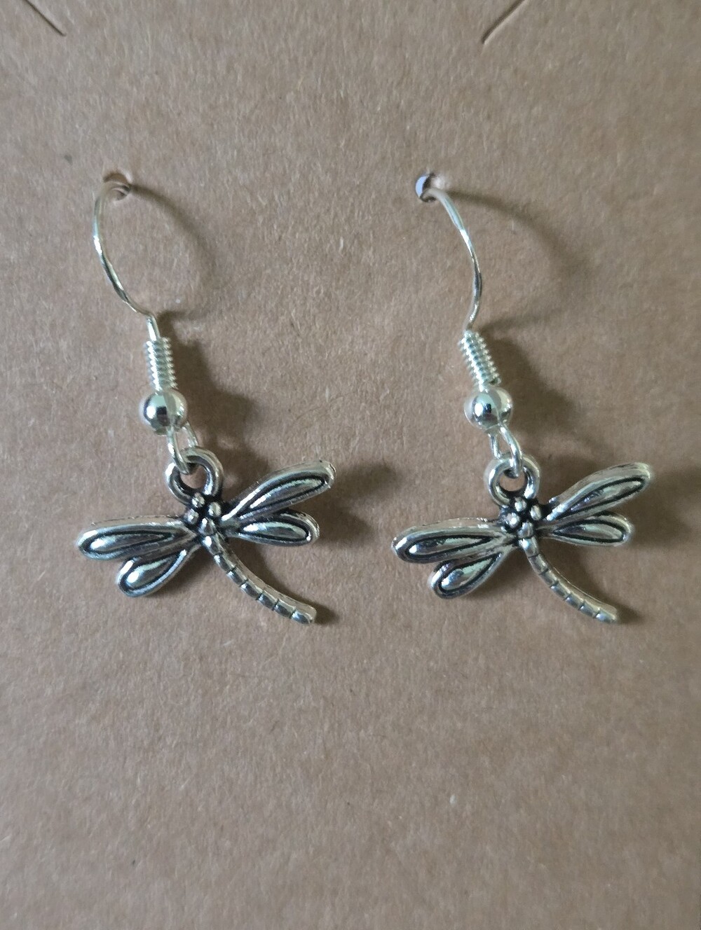 Handmade Silver Dragonfly Dangle Earrings - Women Jewelry